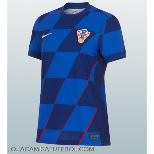 Camisa de Futebol Croácia Equipamento Secundário Mulheres Europeu 2024 Manga Curta